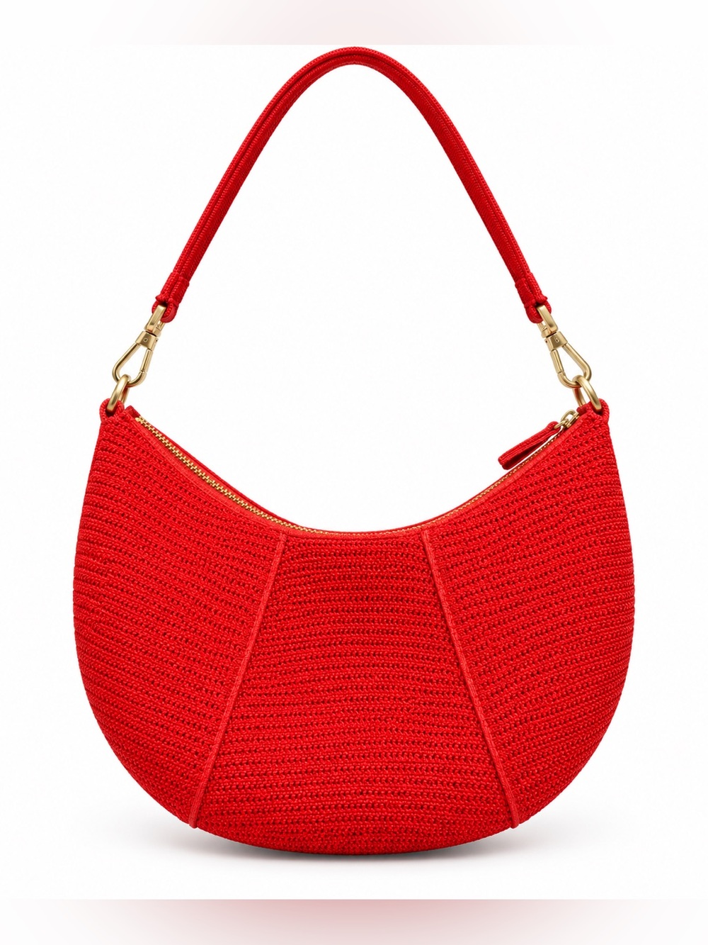 NWT- Rothy's Jasper Red Mini Crescent Shoulder Bag With Gold Hardware